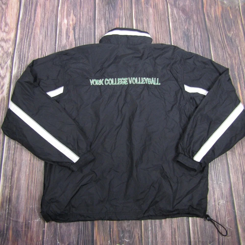 Adidas Jacket Mens‎ Large Black Quarter Zip Windbreaker York College Volleyball